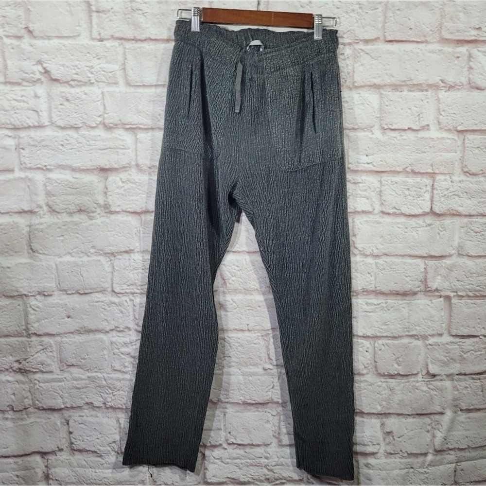 Zara Gray Stripe High Rise Crepe Drawstring Jogger Pants